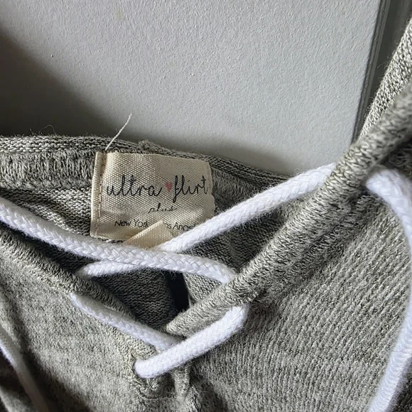 Ultra Flirt Gray Hoodie with Lace-Up Detail - Picture 4 of 5